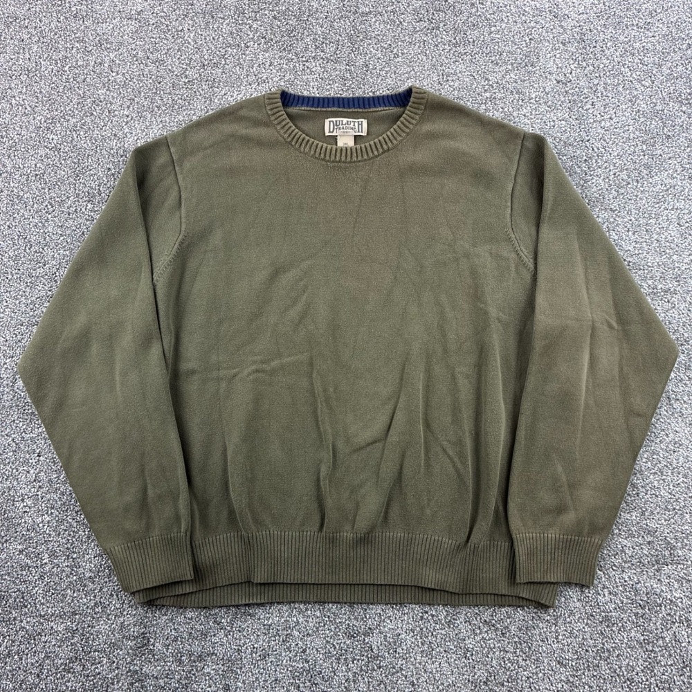 Duluth Trading Strongarm Sweater Mens 3XL Green Cotton Crewneck Pullover 28716